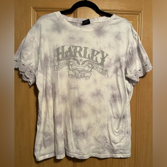 Harley Davidson Light Tye Dye with Lace Tee - Picture 1 of 9
